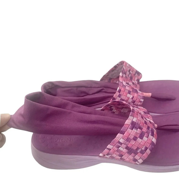 Vionic Women Size 10 Orthaheel Serene Tia Berry Active Sling Thong Sandals Woven - Picture 5 of 12